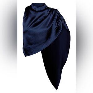 pretty little thing navy satin drape top NWT size 16